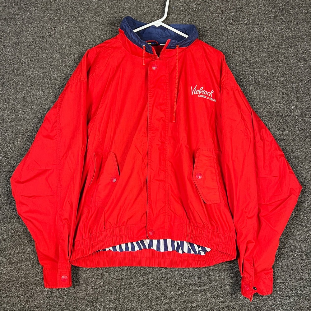 Hartwell ViaSport Mens XL Red Navy Blue Windbreaker Jacket Viebrock Vintage 5300